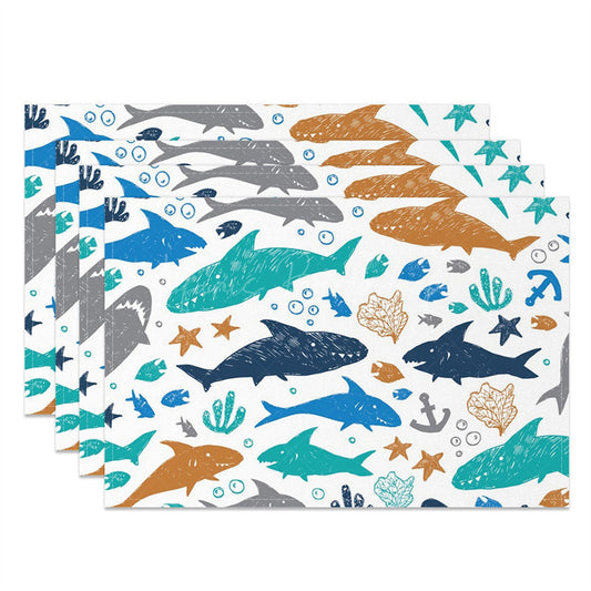 Lofaris Colorful Shark Starfish Undersea Set Of 4 Placemats