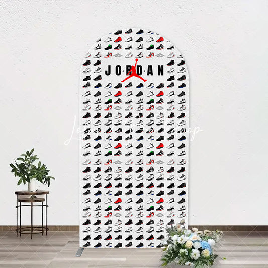 Lofaris Colorful Sneakers Sports Theme Arch Birthday Backdrop