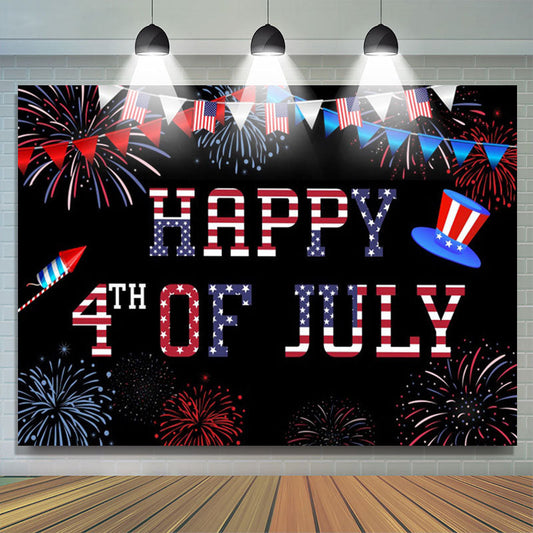 Lofaris Colorful Sparks Black Backdrop For Independence Day Party