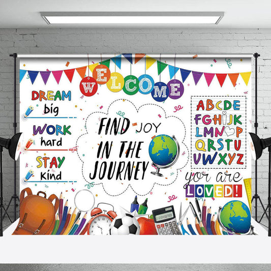 Lofaris Colorful Stationery Welcome Back To School Backdrop