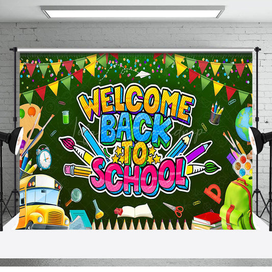 Lofaris Colorful Stationery Welcome Back To School Backrop
