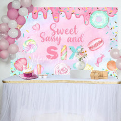 Lofaris Colorful Sweet Sassy Candy 6th Birthday Backdrop