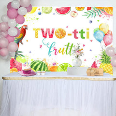 Lofaris Colorful Twotti Frutti Parrot 2nd Birthday Backdrop