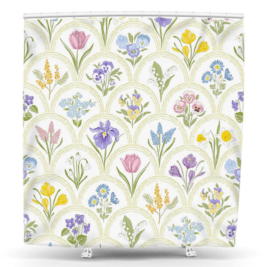 Lofaris Colorful Various Floral Scales Spring Shower Curtain