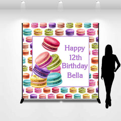 Lofaris Colorful Yummy Macaron Custom 12th Birthday Backdrop