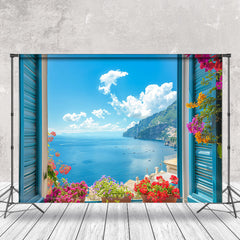 Lofaris Colors Floral Blue Sea Sky Summer Backdrop For Photo