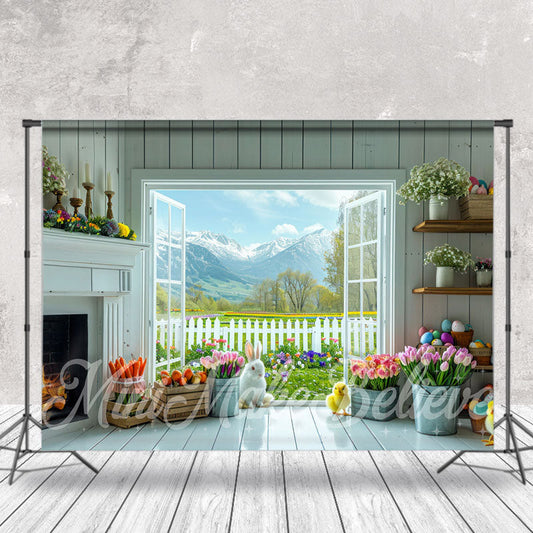 Lofaris Colors Floral White Wood Wall Door Photo Backdrop