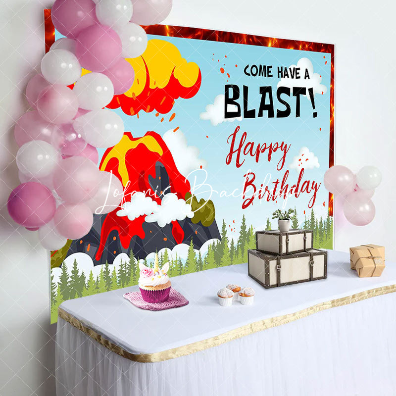 Lofaris Come Have A Blast Volcano Eruption Birthday Backdrop
