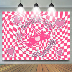 Lofaris Come On Crown Pink White Plaid Birthday Backdrop