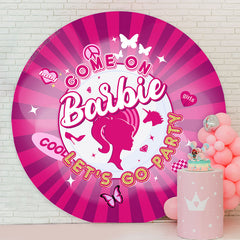 Lofaris Come On Lets Go Party Pink Round Backdrop For Girls