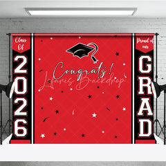 Lofaris Congrats 2026 Grad Black Red Graduation Backdrop
