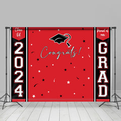 Lofaris Congrats 2024 Grad Black Red Graduation Backdrop