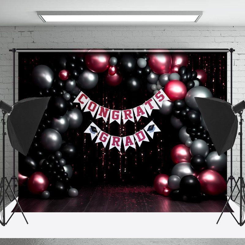 Lofaris Congrats Grad Balloon Shiny Sequin Glitter Backdrop