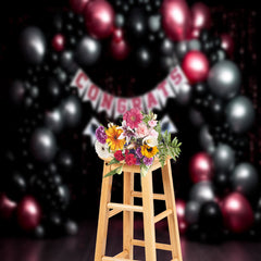 Lofaris Congrats Grad Balloon Shiny Sequin Glitter Backdrop