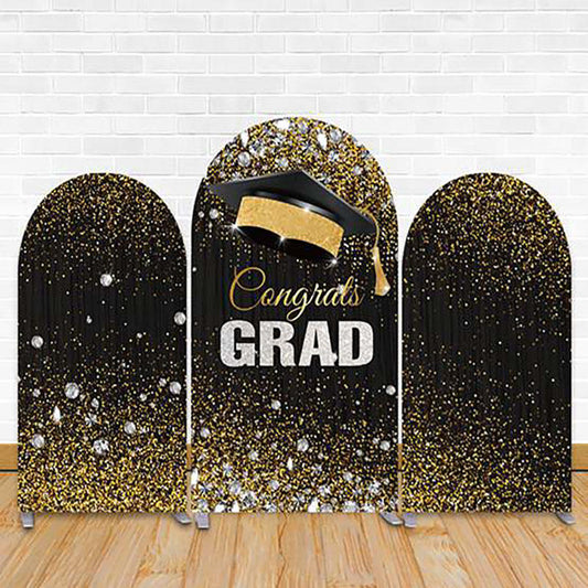 Lofaris Congrats Grad Golden Black Diamond Arch Backdrop Kit