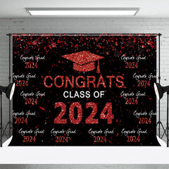Lofaris Congrats Grad Repeat Red Black Graduation Backdrop