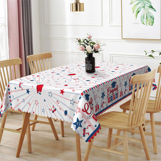 Lofaris Congrats Grad Star Lines Bachelor Cap Tablecloth