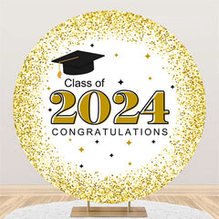 Lofaris Congratulations Gold White Round Graduation Backdrop