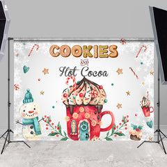 Lofaris Cookies And Red Hot Cocoa Snowman Backdrop For Winter