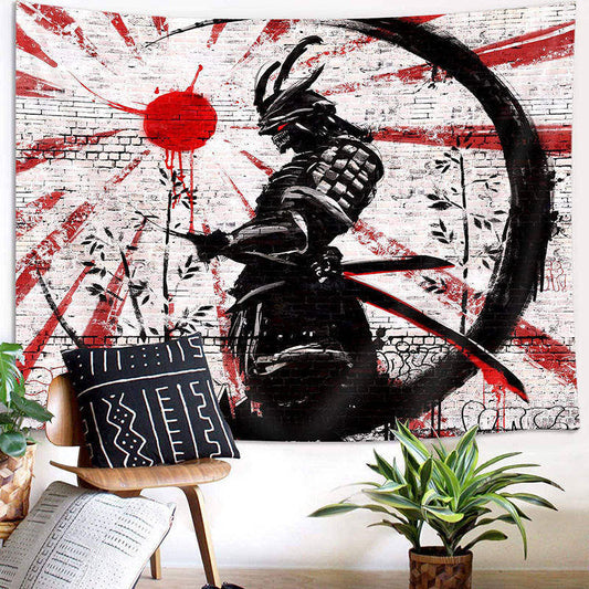 Lofaris Cool Brick Wall Graffiti Japanese Samurai Tapestry