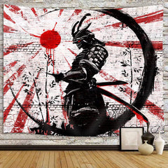 Lofaris Cool Brick Wall Graffiti Japanese Samurai Tapestry