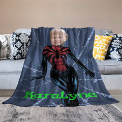 Lofaris Cool Hero Cobweb Grey Custom Photo Blanket For Girls