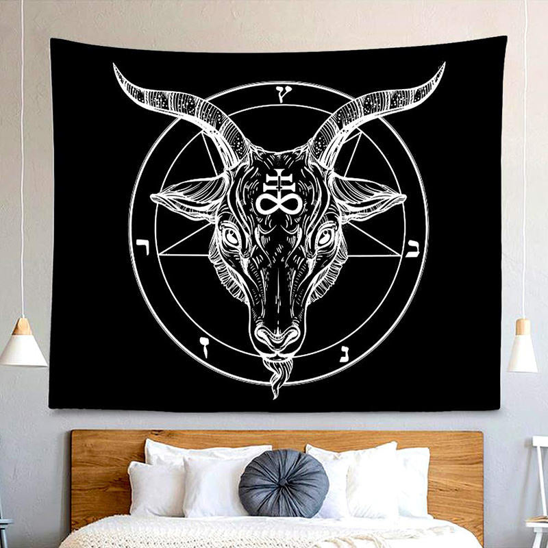 Lofaris Cool Horned Demon Pentagram Satanic Symbol Tapestry