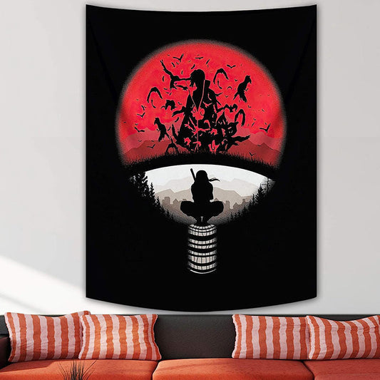 Lofaris Cool Ninja Raven Red Black Tapestry For Room Decor