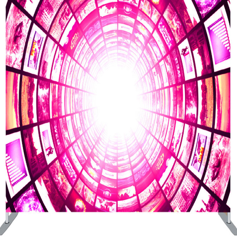 Lofaris Cool Pink Monitors Tunnel Light Party Backdrop Cover