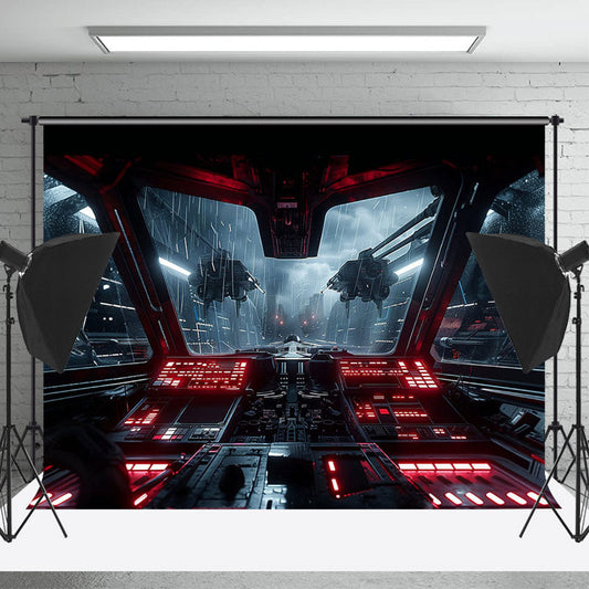 Lofaris Cool Rainy Spaceship Console Photography Backdrop