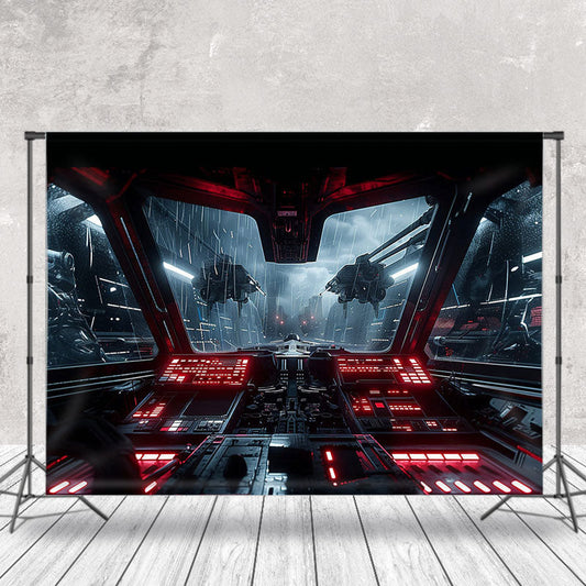 Lofaris Cool Rainy Spaceship Console Photography Backdrop