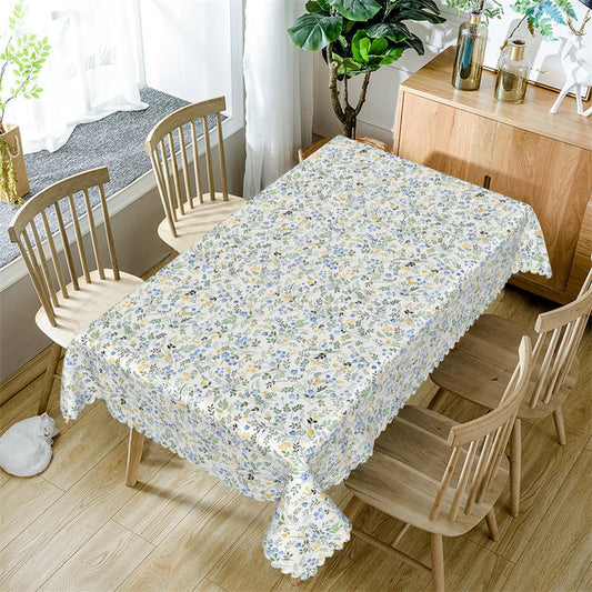 Lofaris Country Blue Flowers Pattern Rectangle Tablecloth