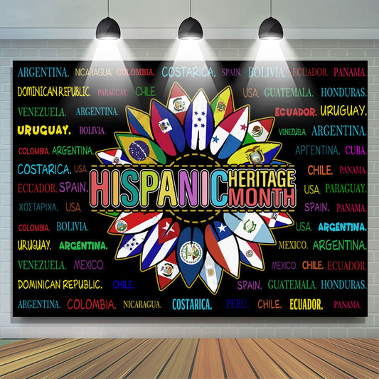 Lofaris Country Flag Sunflower Hispanic Heritage Month Backdrop