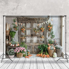 Lofaris Country Grey White Wall Floral Door Easter Backdrop