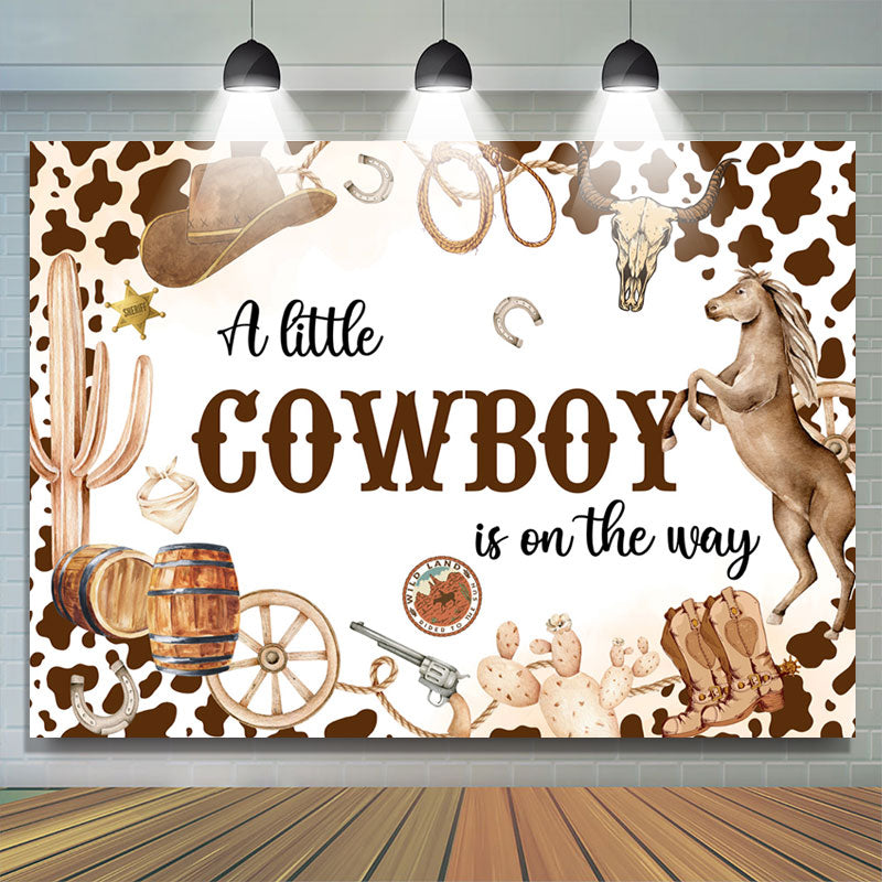 Lofaris Cowboy On The Way Redeo Spots Baby Shower Backdrop