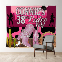 Lofaris Cowgirl Redeo Queen Pink Custom 38Th Birthday Backdrop