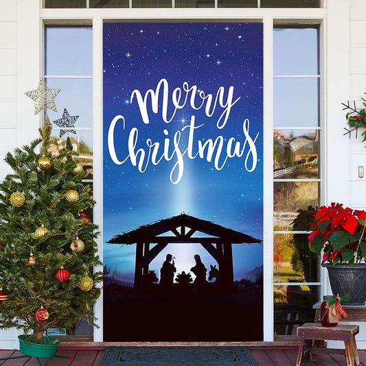 Lofaris Cowshed Holy Light Night Merry Christmas Door Cover
