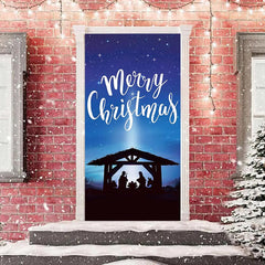 Lofaris Cowshed Holy Light Night Merry Christmas Door Cover