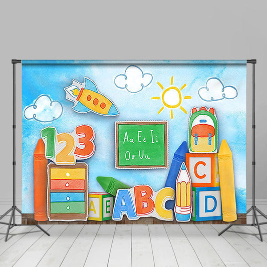 Lofaris Crayon Bookshelf Blackboard Back To School Backdrop