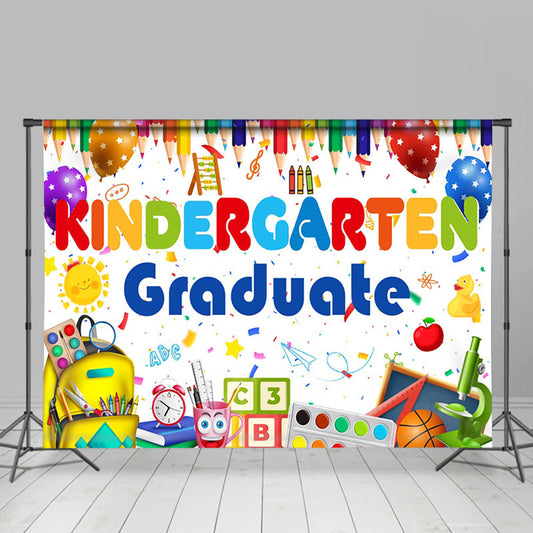 Lofaris Crayons School Bag Tools Kindergarden Grad Backdrop