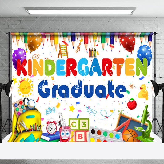 Lofaris Crayons School Bag Tools Kindergarden Grad Backdrop