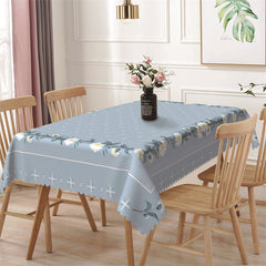 Lofaris Cross White Flowers Lines Blue Rectangle Tablecloth