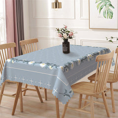 Lofaris Cross White Flowers Lines Blue Rectangle Tablecloth