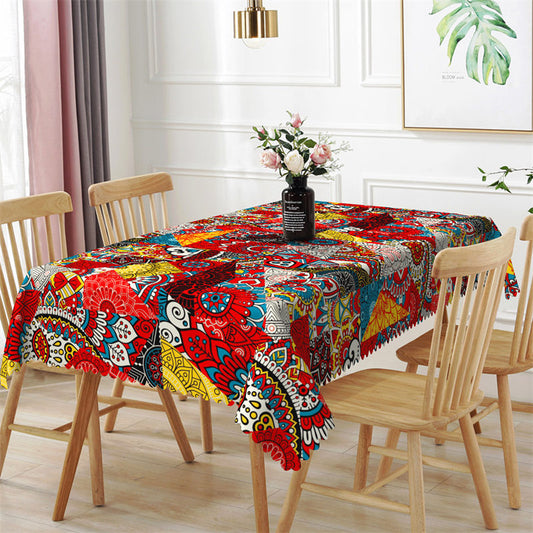 Lofaris Culture Colorful Floral Pattern Rectangle Tablecloth