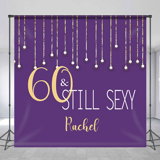 Lofaris Custom 60th Birthday Purple Gold Photo Booth Backdrop