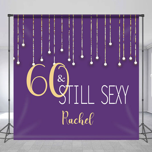 Lofaris Custom 60th Birthday Purple Gold Photo Booth Backdrop