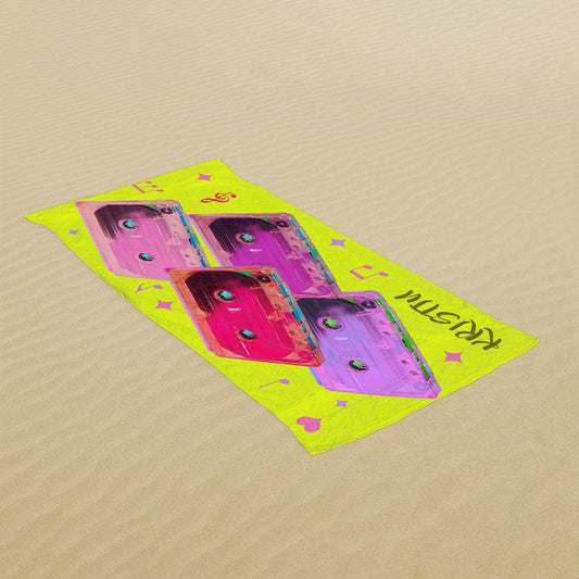 Lofaris Custom 80s Retro Music Cassette Beach Towel