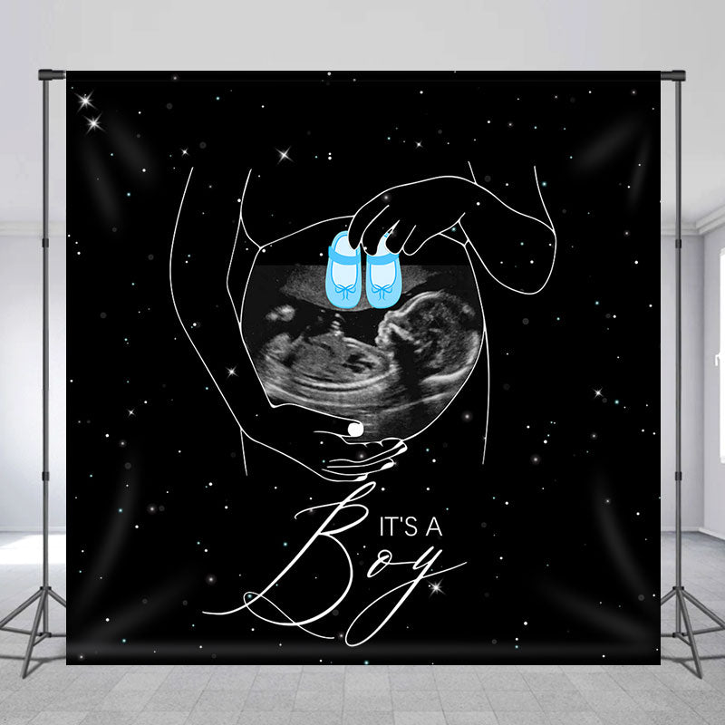 Lofaris Custom B Ultrasound Universe Boy Baby Shower Backdrop
