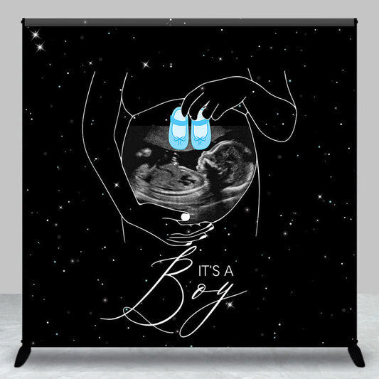 Lofaris Custom B Ultrasound Universe Boy Baby Shower Backdrop