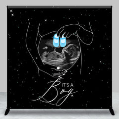 Lofaris Custom B Ultrasound Universe Boy Baby Shower Backdrop